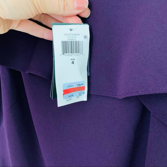 Ralph Lauren Purple Sheath Cocktail Dress Ruffle Shoulder - Picture 7 of 8